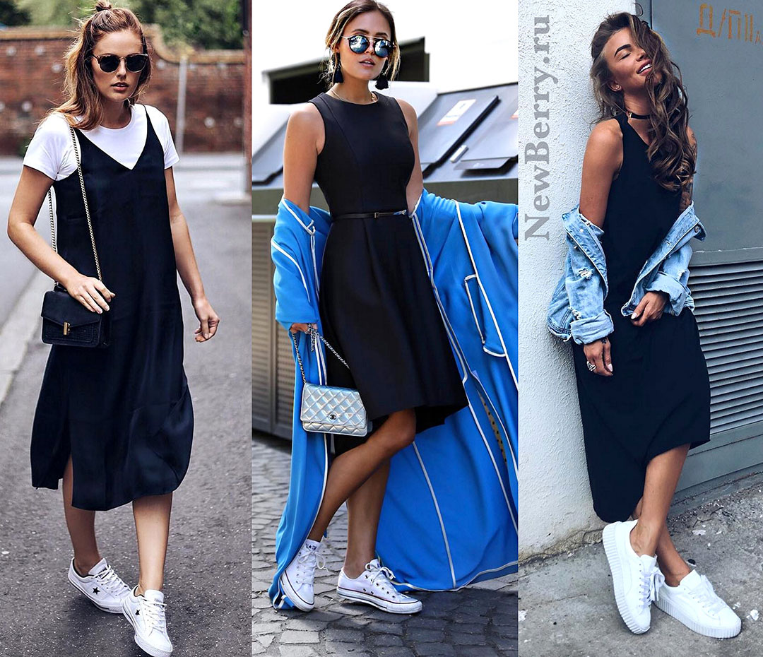 Кеды и кроссовки под платье - 30 примеров на модных блогерах
